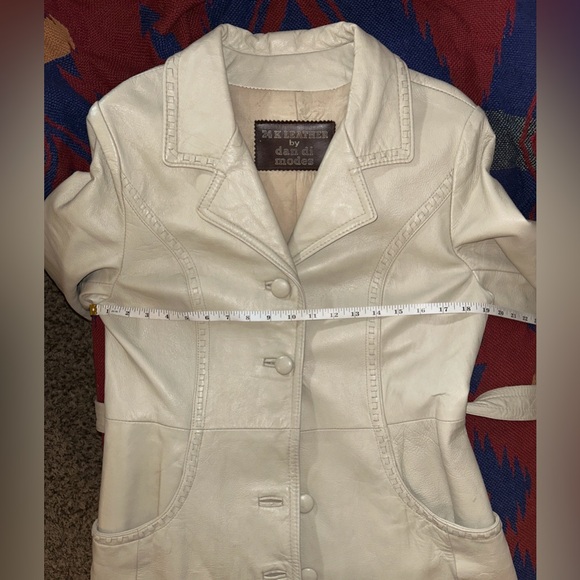 Vintage Taupe/Beige Leather Belted Trench Coat 24K by Dan di Modes Size S/M - Picture 14 of 16